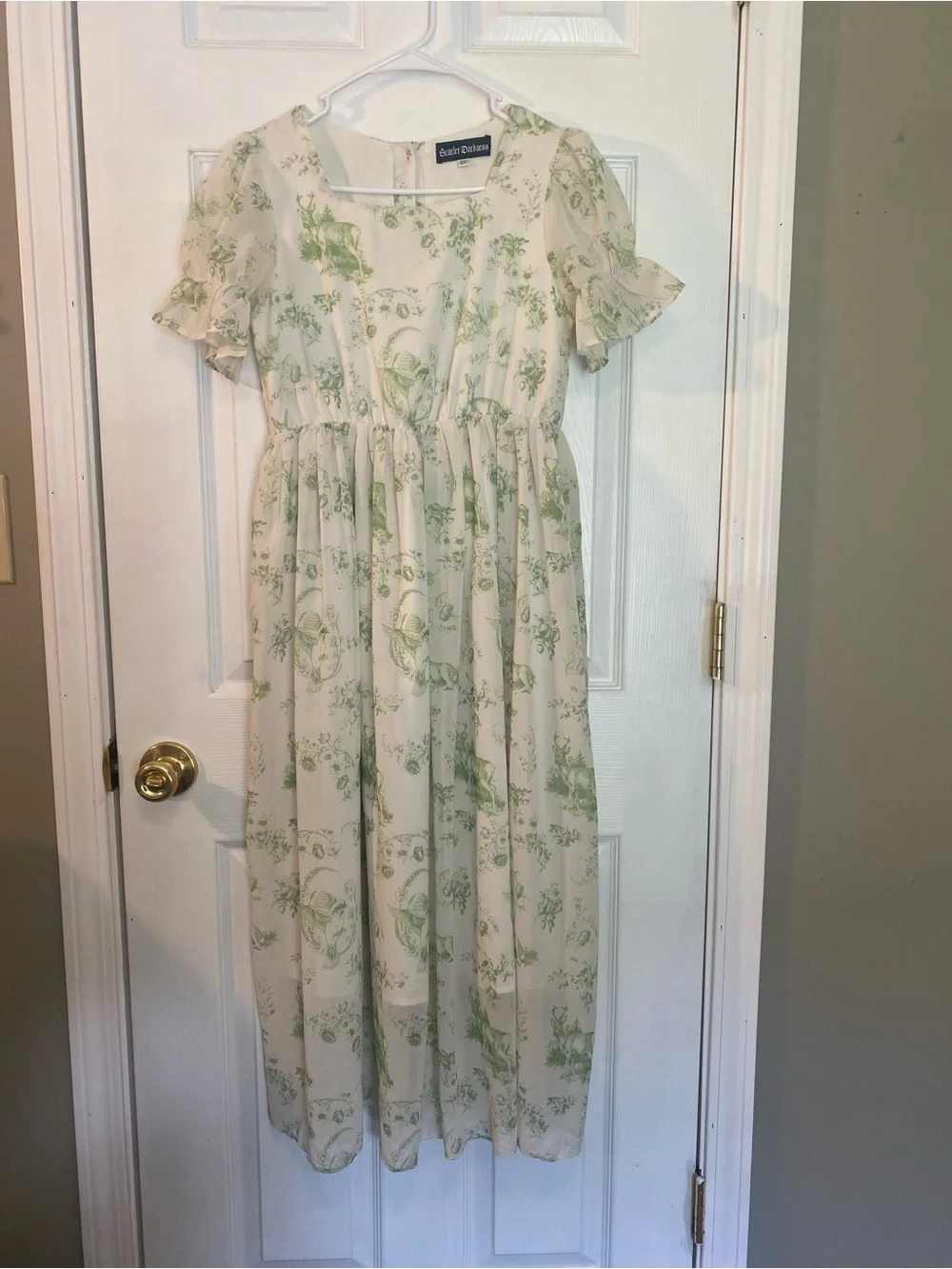 Girls Green Floral Maxi Dress by Scarlet Darkness 12Y Woodsy Print